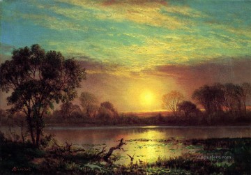夕方 オーエンズ湖 カリフォルニア アルバート・ビアシュタット Oil Paintings